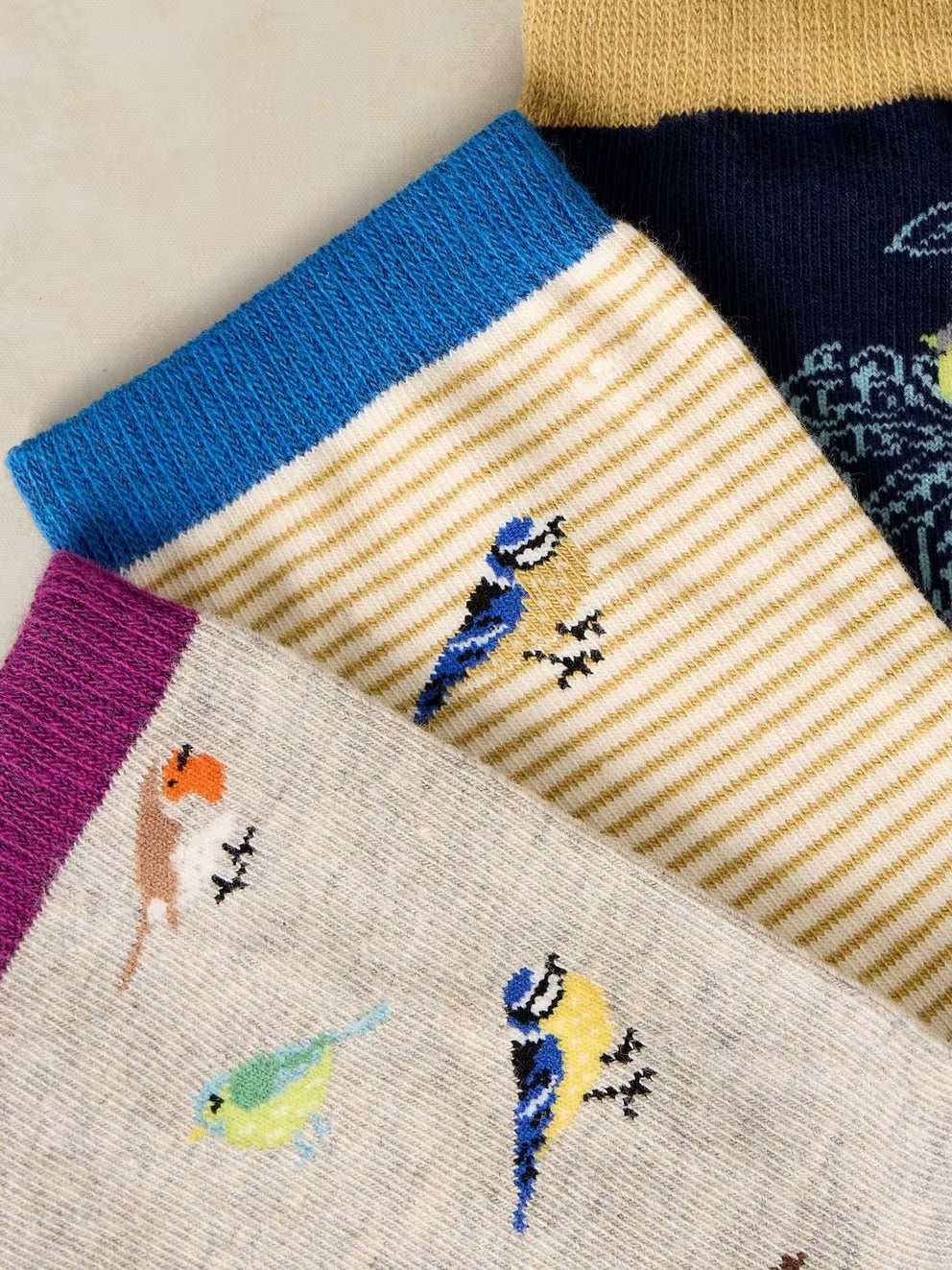 White Stuff Womens 3 Pack Socks 446793 Garden Bird Clothing UK3-5 / Multi,UK6-8 / Multi