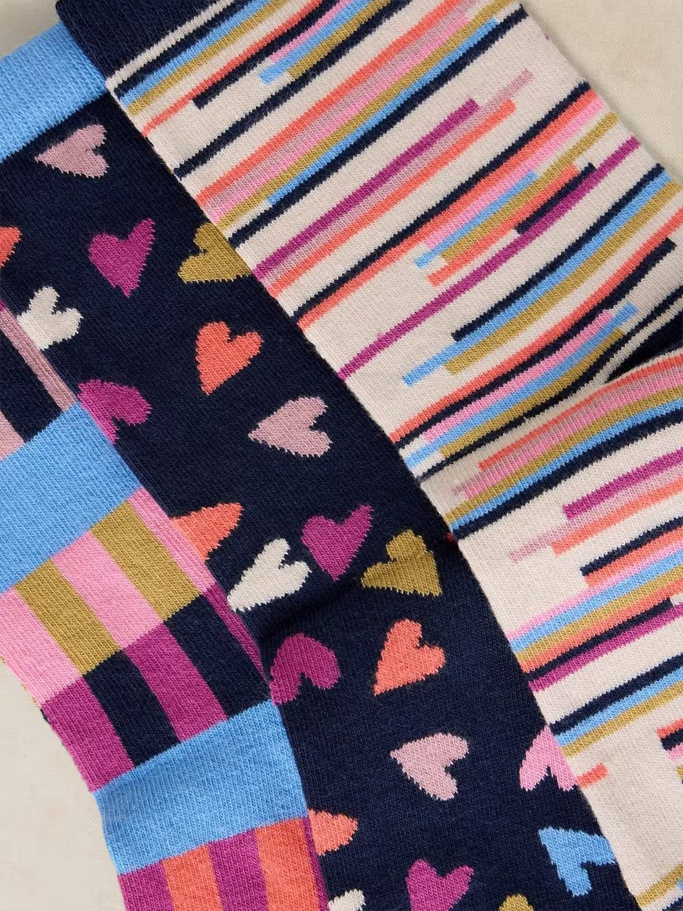 White Stuff Womens 3 Pack Socks 446794 Geo Heart Clothing UK3-5 / Multi,UK6-8 / Multi