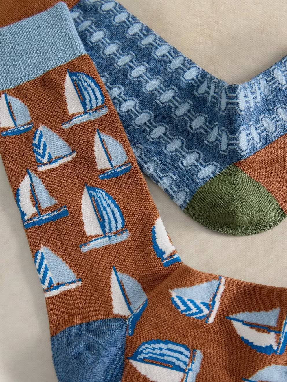 White Stuff Mens 2 Pack Sailing Socks 446812 Clothing UK7-9 / Multi,UK10-12 / Multi