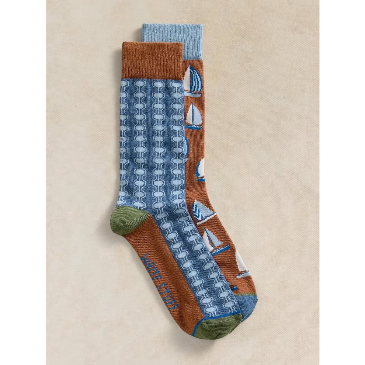 White Stuff Mens 2 Pack Sailing Socks 446812 Clothing UK7-9 / Multi,UK10-12 / Multi