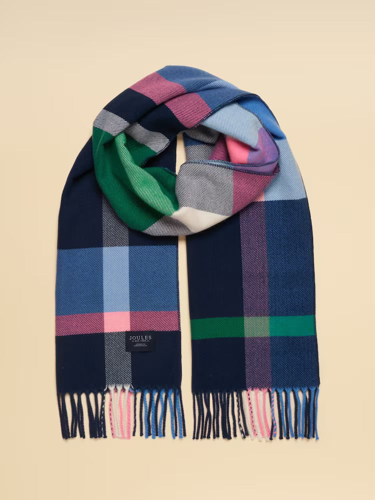 Joules Womens Langtree Scarf G13996 Navy Pink Check