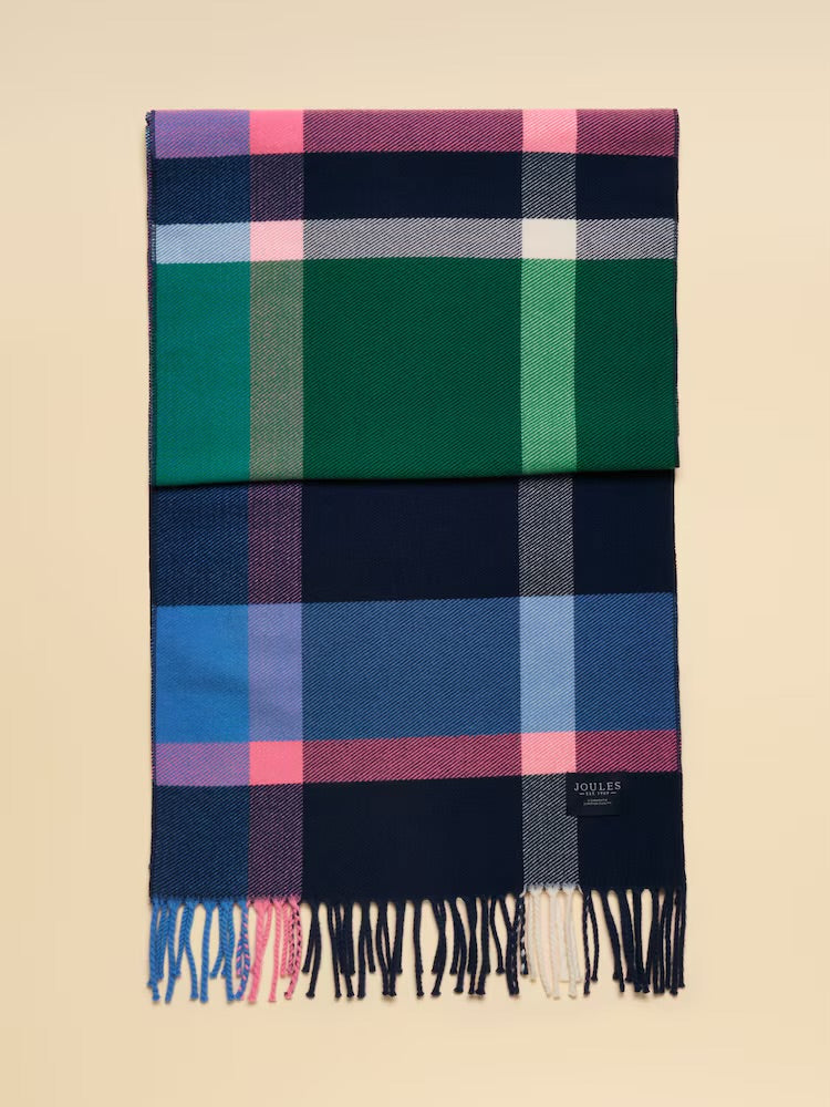Joules Womens Langtree Scarf G13996 Navy Pink Check