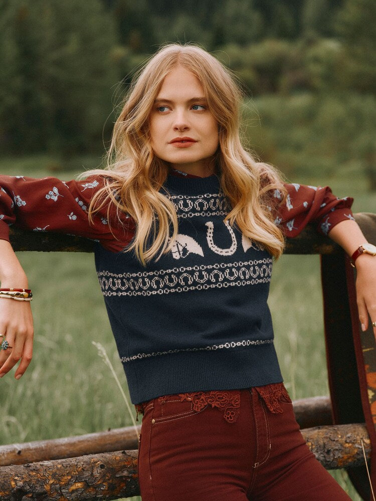 Joules Womens Horse Icons Knitted Vest Y97-900 Navy