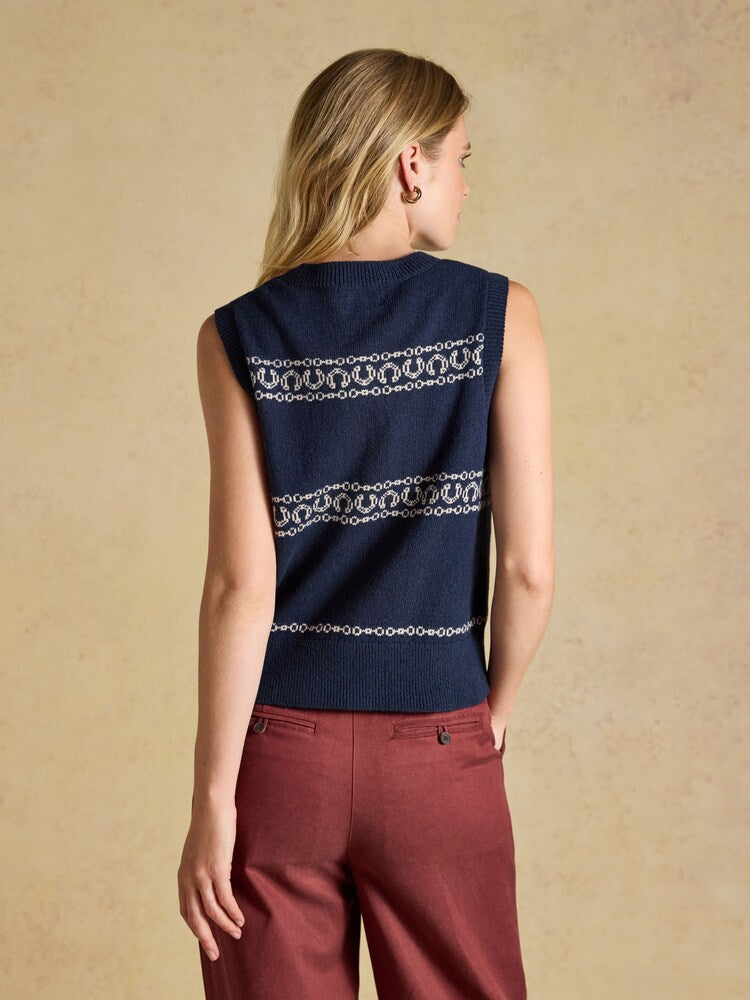 Joules Womens Horse Icons Knitted Vest Y97-900 Navy