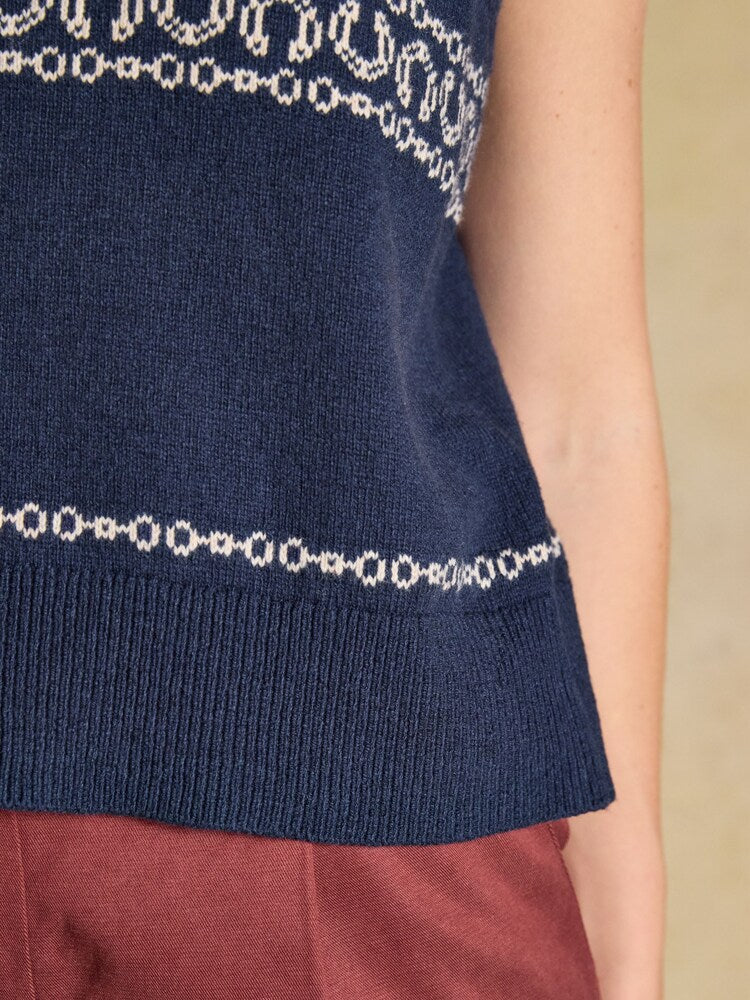 Joules Womens Horse Icons Knitted Vest Y97-900 Navy