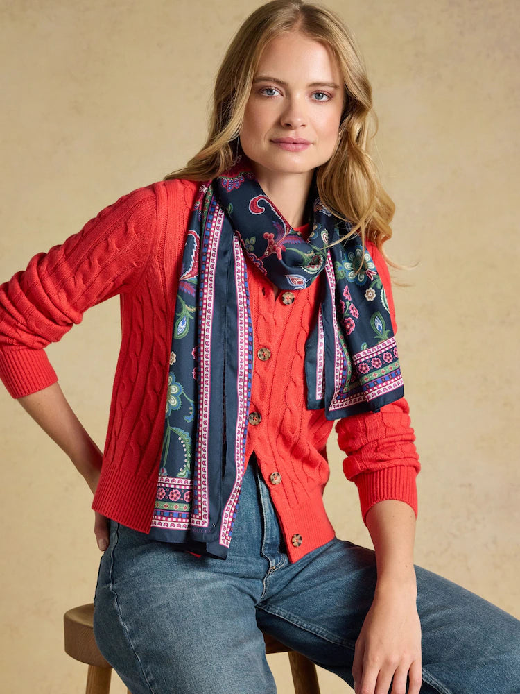 Joules Womens Windsor Silk Scarf Y31-164 Navy Floral