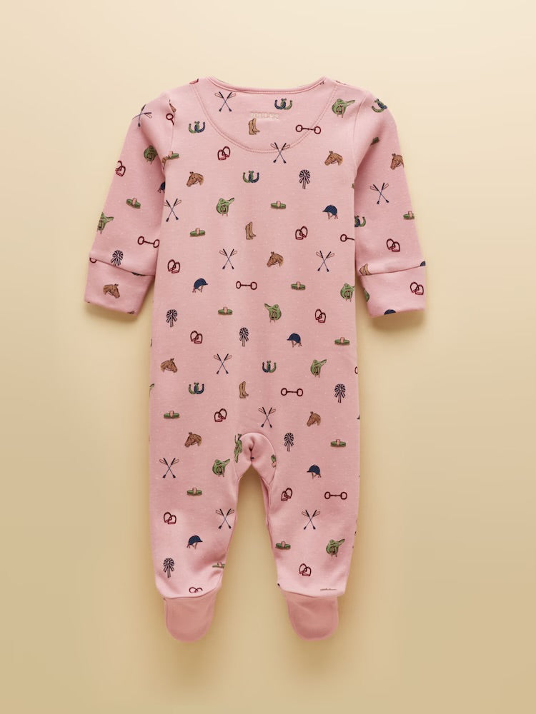 Joules Razamataz Baby Sleepsuit V29-322 Pink Jorse Icons