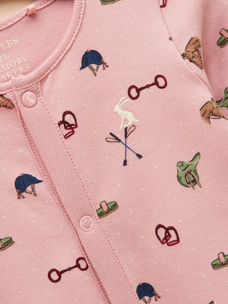 Joules Razamataz Baby Sleepsuit V29-322 Pink Jorse Icons