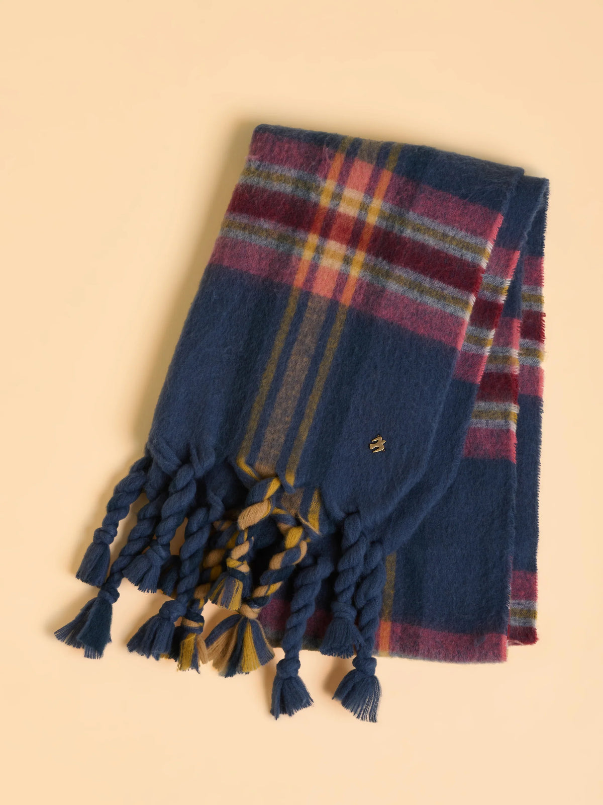 Brakeburn Womens Cove Scarf Bblsca0013358aw25 Blue Check Clothing ONE SIZE / Blue