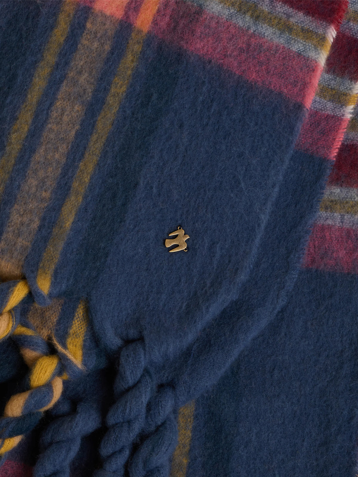 Brakeburn Womens Cove Scarf Bblsca0013358aw25 Blue Check Clothing ONE SIZE / Blue