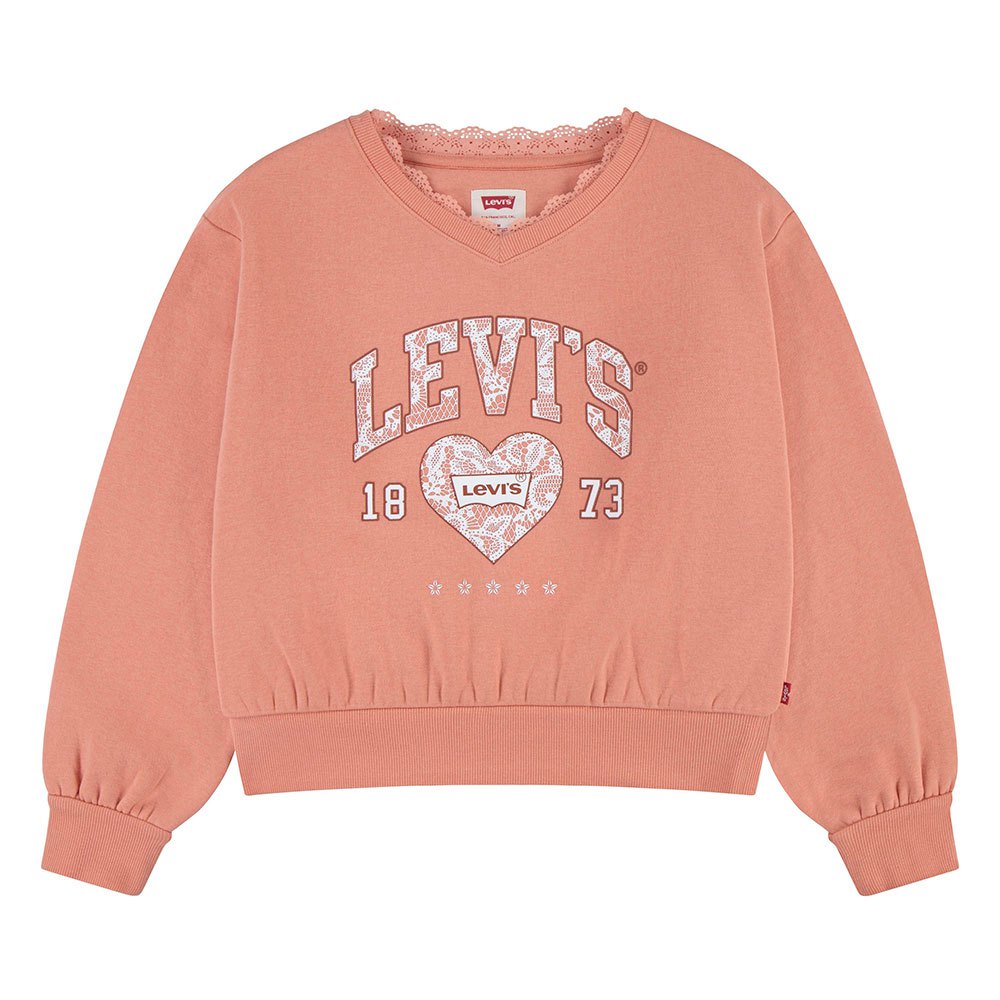 Levis Lace Trim Sweatshirt 4Ej174-N6c Coral Clothing 10YRS / Coral,12YRS / Coral,14YRS / Coral,16YRS / Coral
