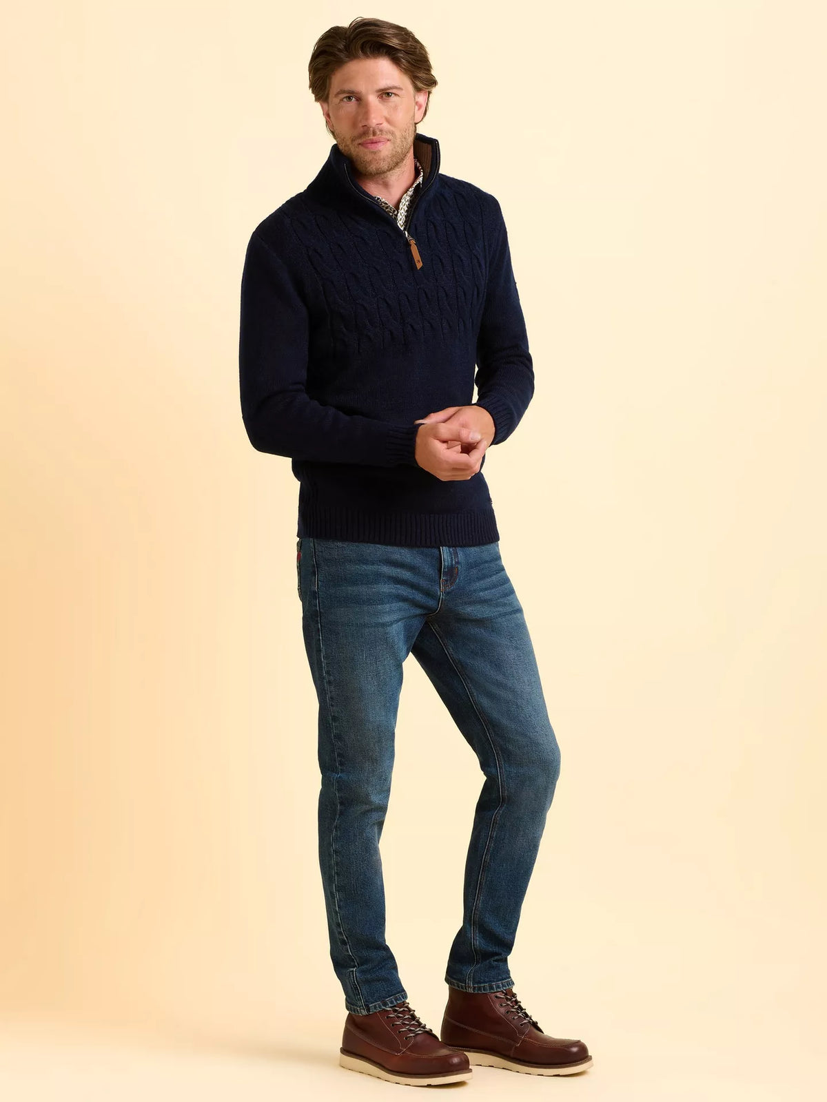 Brakeburn Mens Ainsworth Quarter Zip Sweater Bbmknt0013429aw25 Navy Clothing M / Navy,L / Navy,XL / Navy,XXL / Navy