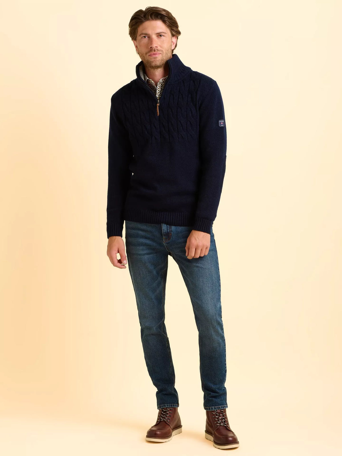 Brakeburn Mens Ainsworth Quarter Zip Sweater Bbmknt0013429aw25 Navy Clothing M / Navy,L / Navy,XL / Navy,XXL / Navy