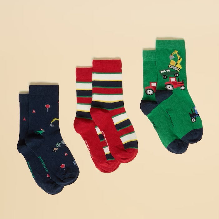 Joules 3 Pack Neatfeet Socks Vehicle Clothing UK6-8 / Multi,UK9-12 / Multi,UK13-3 / Multi