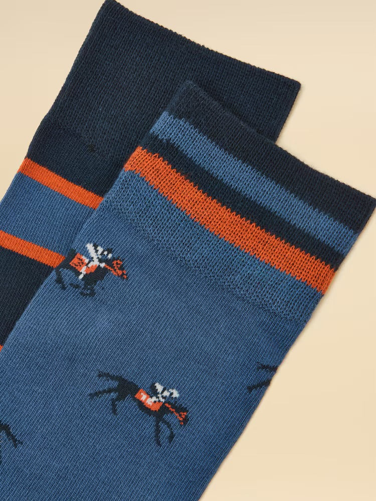 Joules Mens Kingbury 2 Pack Socks G90-792 Blue Jockey Clothing ONE SIZE / Blue