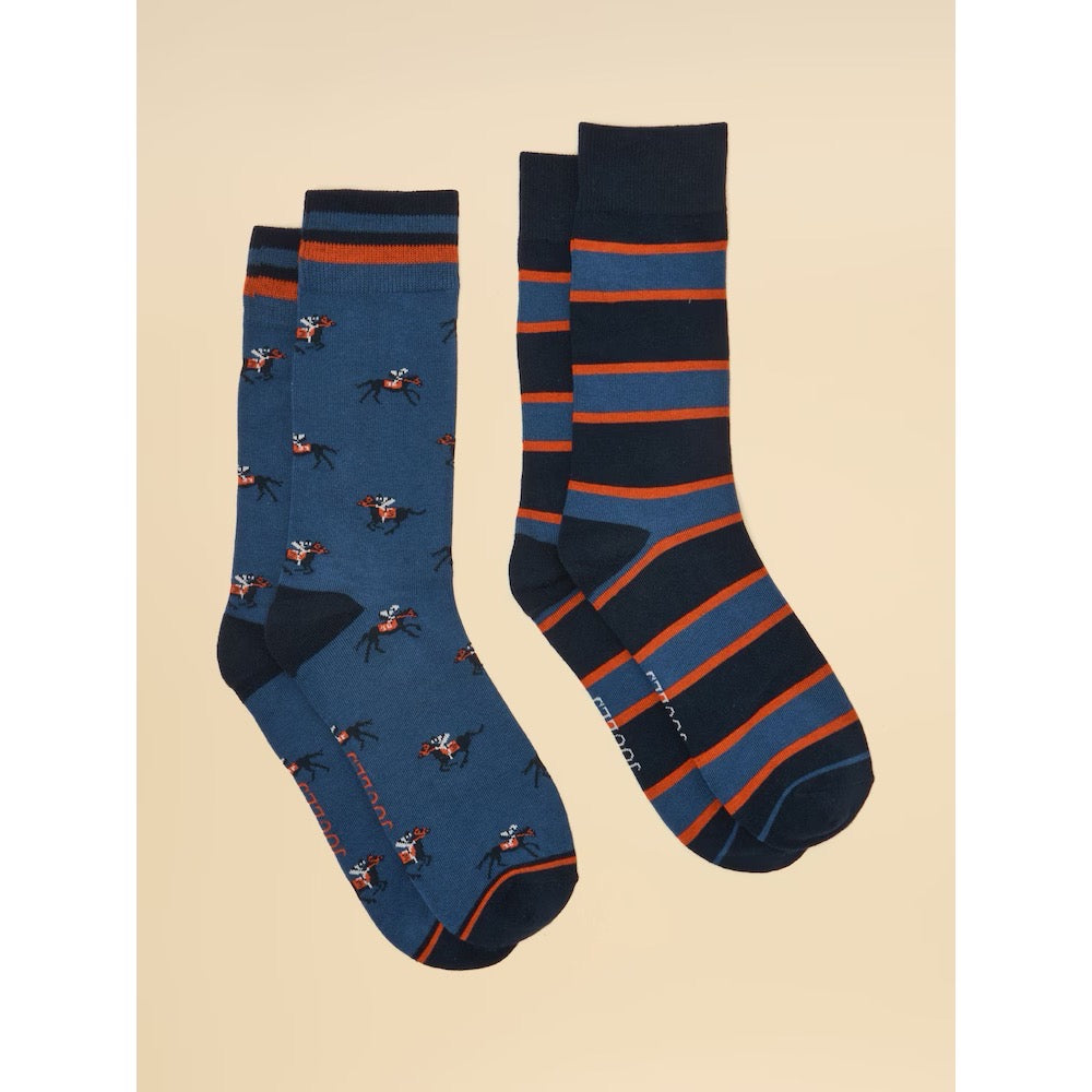 Joules Mens Kingbury 2 Pack Socks G90-792 Blue Jockey Clothing ONE SIZE / Blue