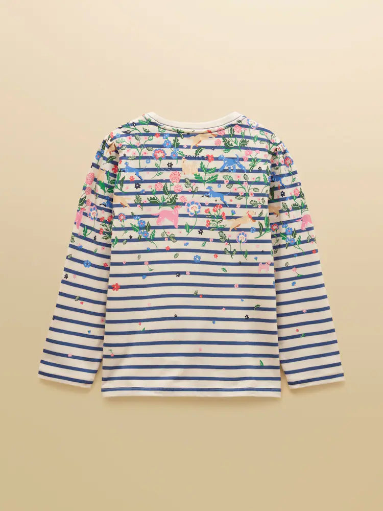 Joules Girls Ava T-Shirt G16018 Floral Stripe