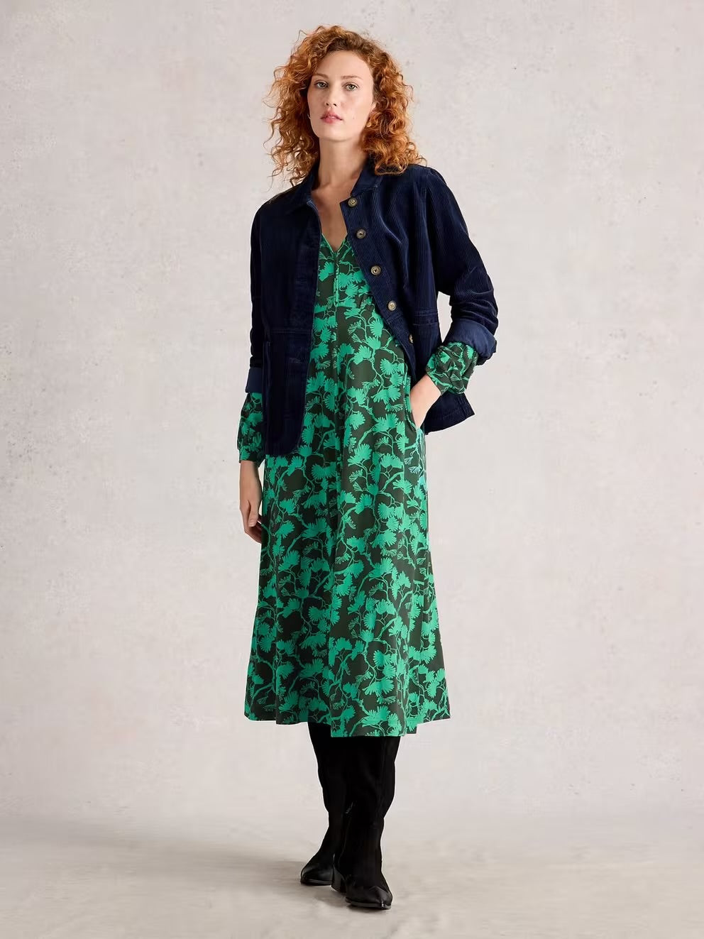 White Stuff Womens Megan Jersey Dress 444339 Green Print Clothing UK8 / Green,UK10 / Green,UK12 / Green,UK14 / Green,UK16 / Green