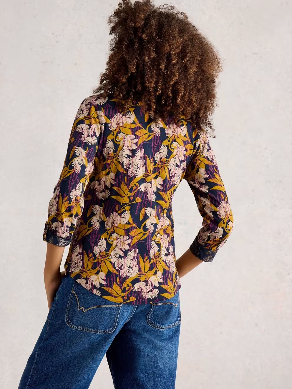 White Stuff Womens Annie Jersey Shirt 444331 Navy Mustard Print Clothing UK8 / Multi,UK10 / Multi,UK12 / Multi,UK14 / Multi,UK16 / Multi,UK18 / Multi