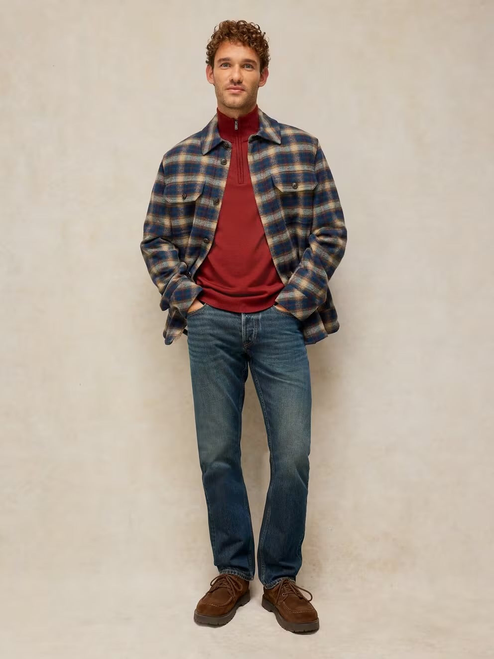 White Stuff Mens Conway Merino Sweater 447582 Dark Red