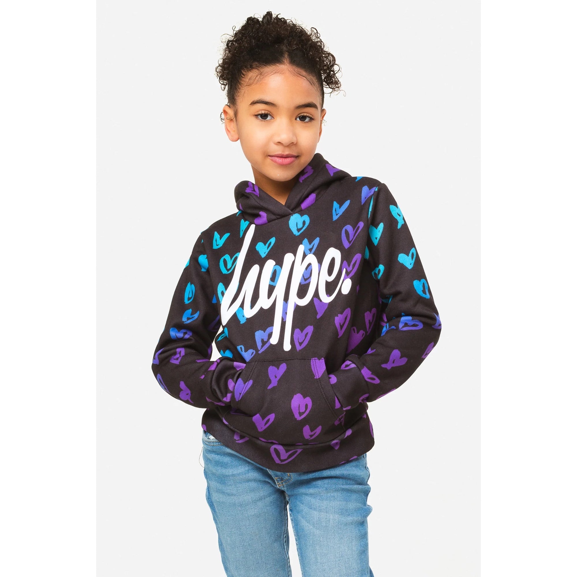 Hype Scribble Heart Hoodie Zumh-526 Clothing 9/10YRS / Pink,11/12YRS / Pink,13YRS / Pink,14YRS / Pink
