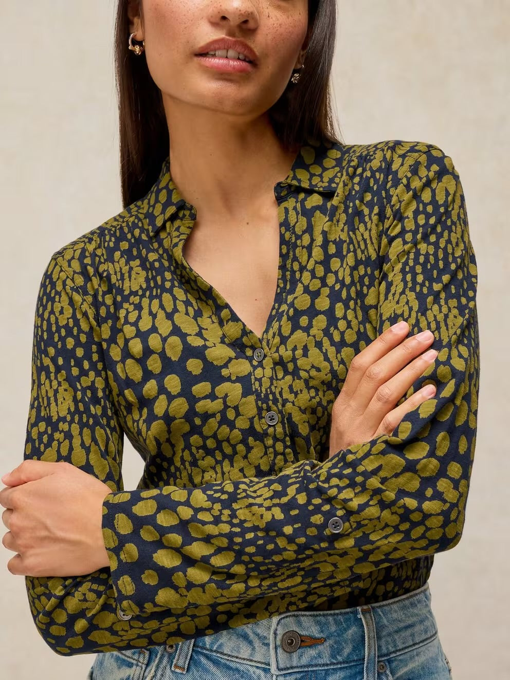 White Stuff Womens Annie Shirt 447354 Khaki Print Clothing UK8 / Khaki,UK10 / Khaki,UK12 / Khaki,UK14 / Khaki,UK16 / Khaki,UK18 / Khaki