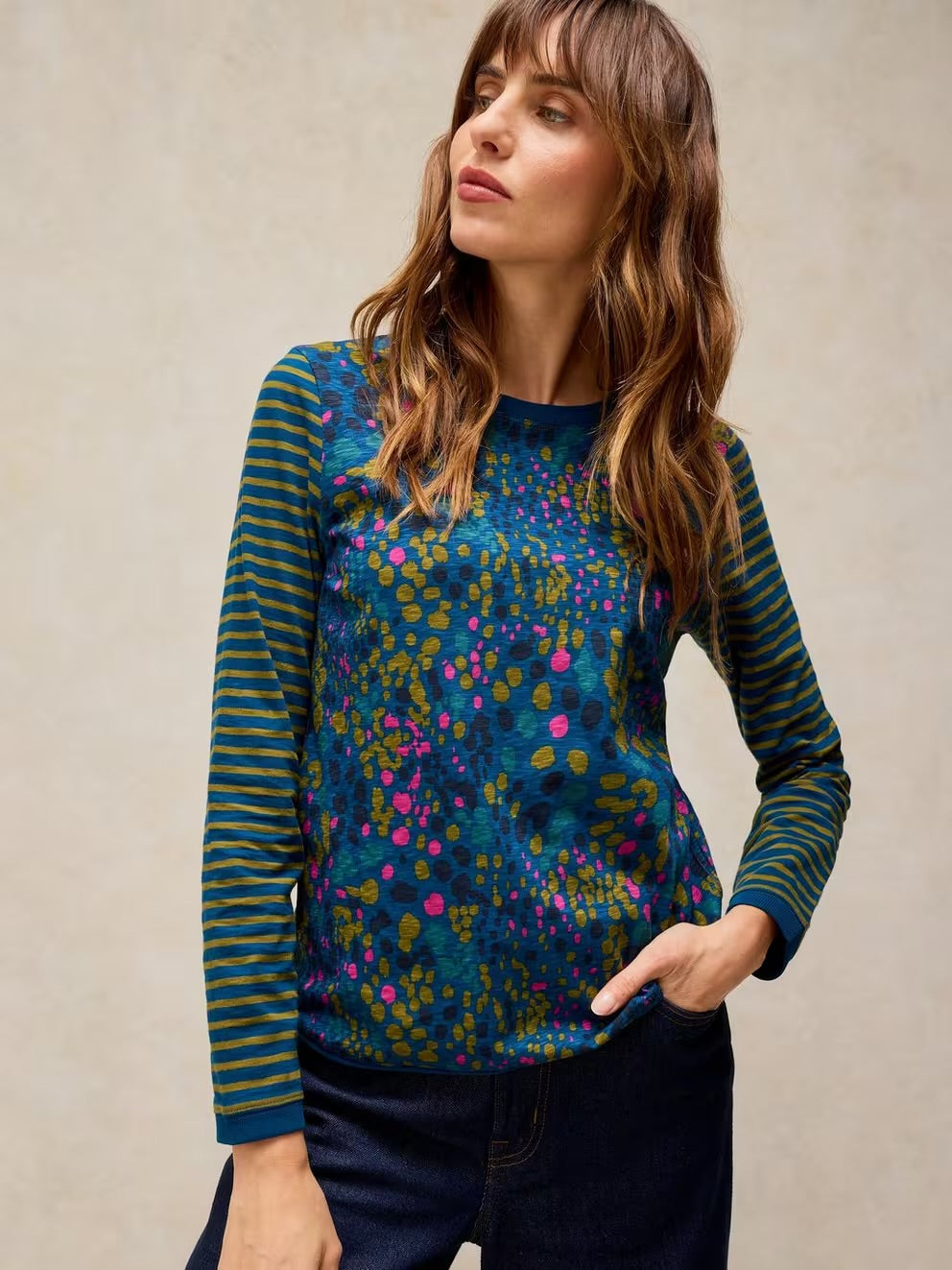White Stuff Women Clara T-Shirt 447357 Teal Print Clothing UK8 / Teal,UK10 / Teal,UK12 / Teal,UK14 / Teal,UK16 / Teal,UK18 / Teal
