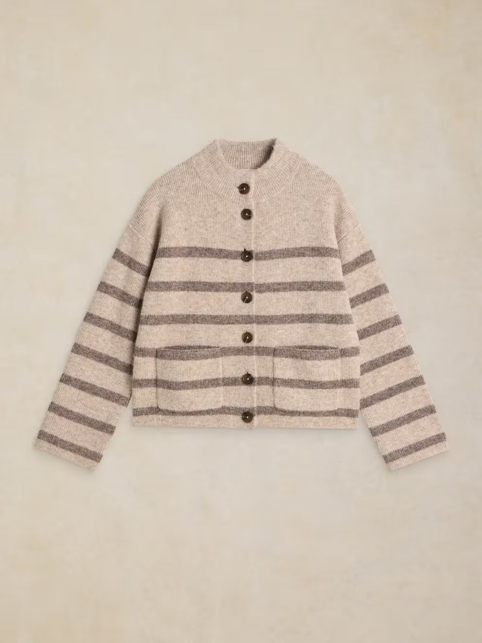White Stuff Womens Margot Stripe Cardigan 446727 Natural Clothing UK8 / Natural,UK10 / Natural,UK12 / Natural,UK14 / Natural,UK16 / Natural