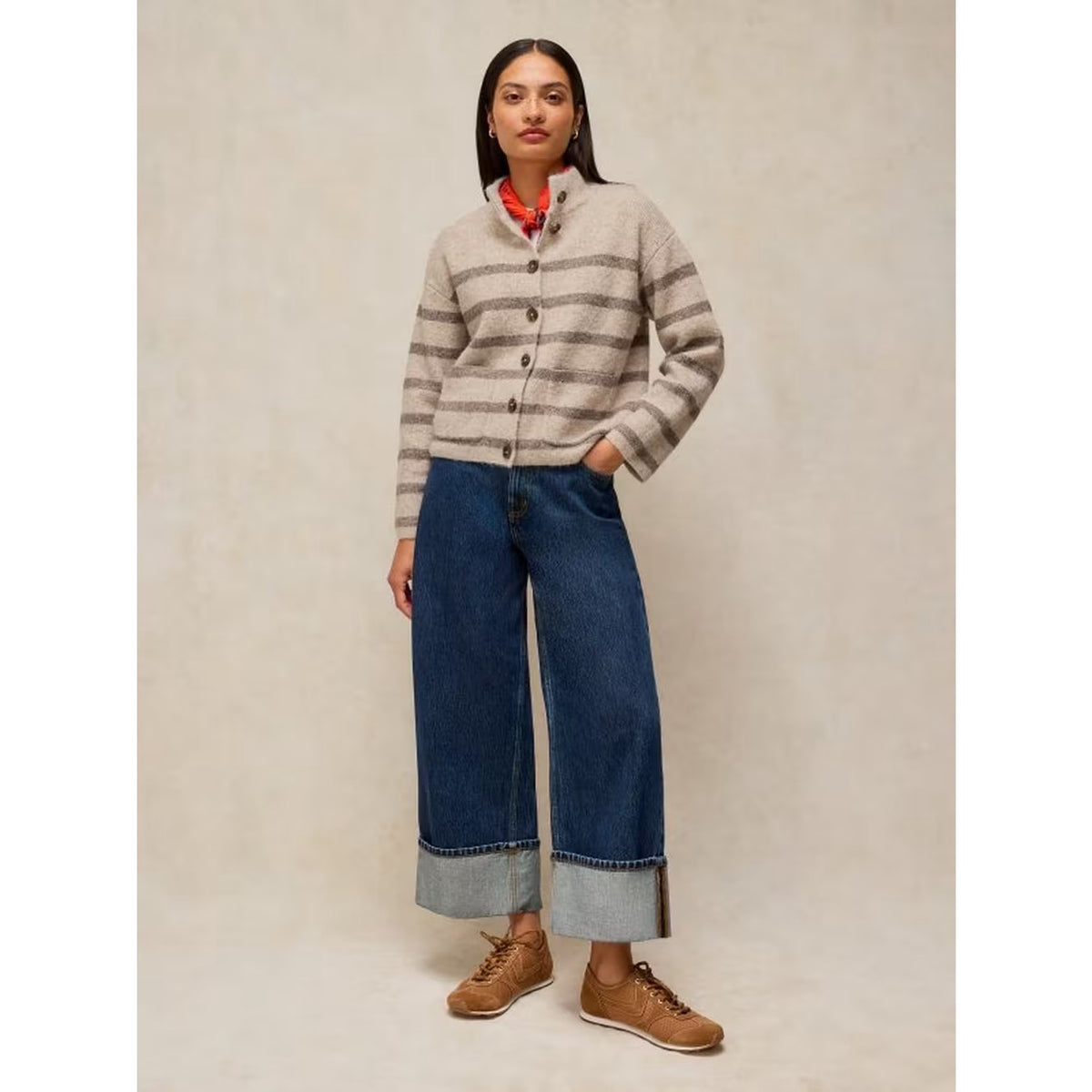White Stuff Womens Margot Stripe Cardigan 446727 Natural Clothing UK8 / Natural,UK10 / Natural,UK12 / Natural,UK14 / Natural,UK16 / Natural