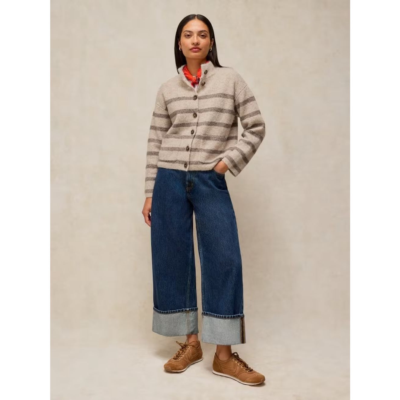 White Stuff Womens Margot Stripe Cardigan 446727 Natural Clothing UK8 / Natural,UK10 / Natural,UK12 / Natural,UK14 / Natural,UK16 / Natural