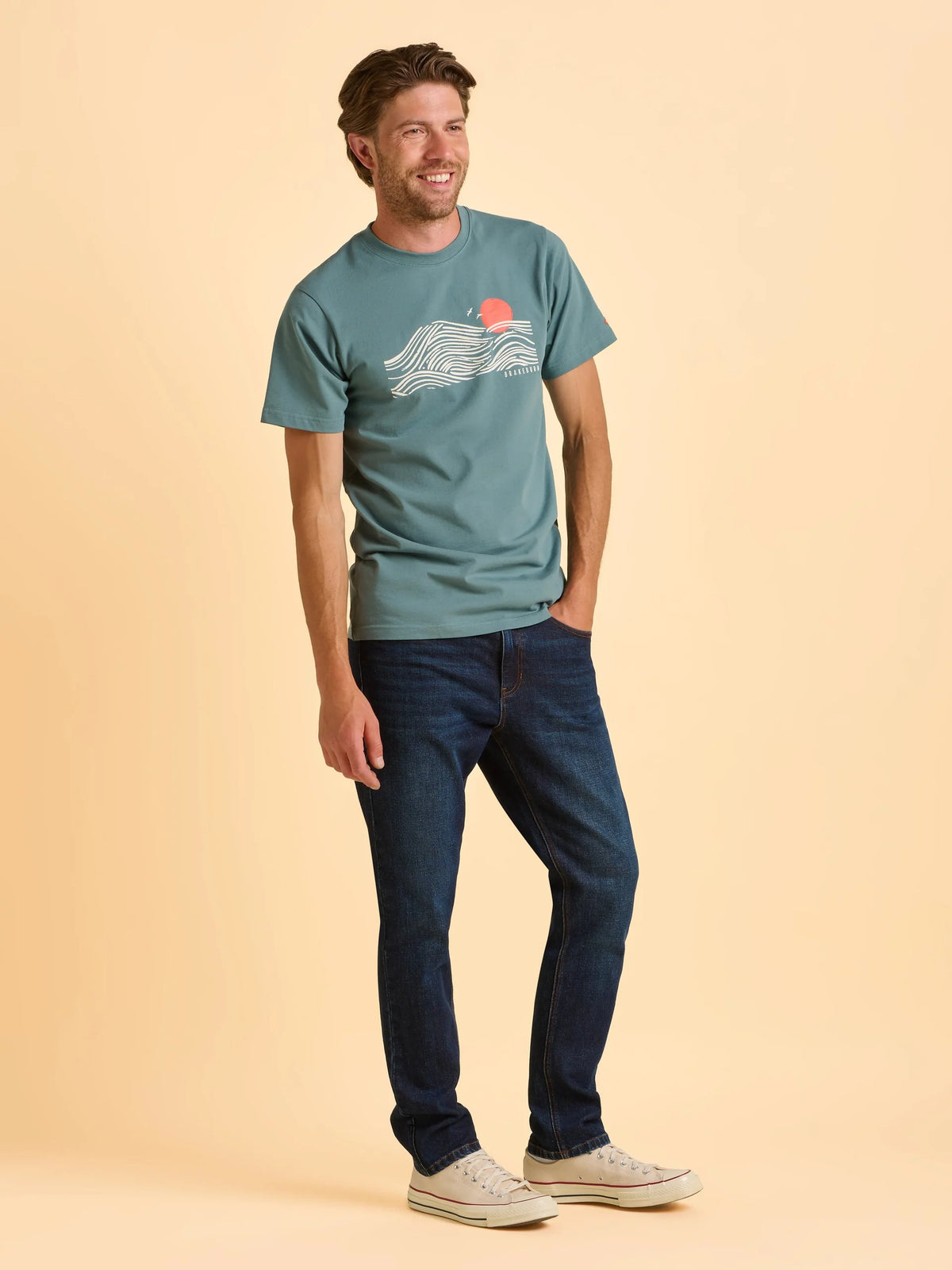 Brakeburn Mens Devenish T-Shirt Seagrass Clothing S / Seagrass,M / Seagrass,L / Seagrass,XL / Seagrass,XXL / Seagrass