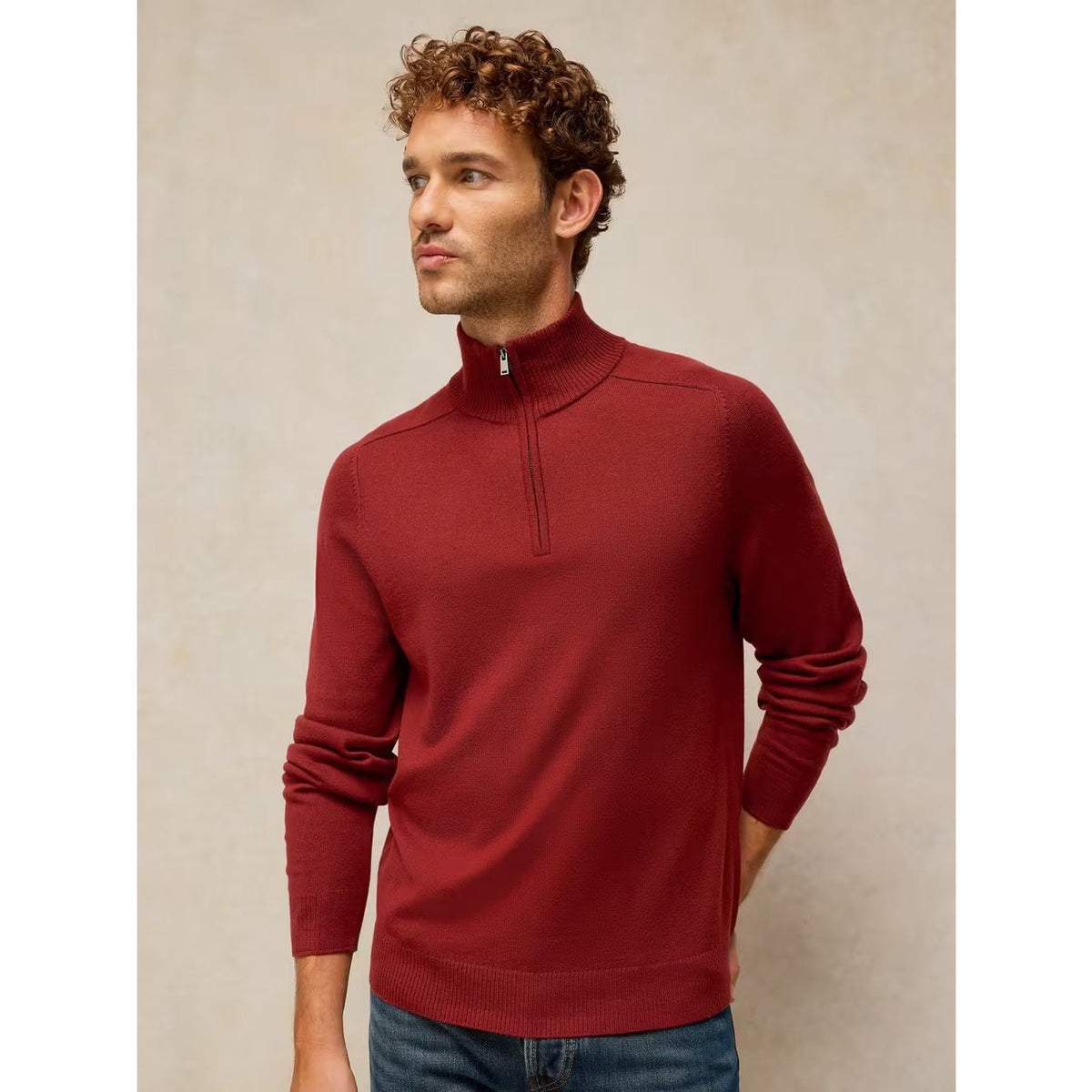 White Stuff Mens Conway Merino Sweater 447582 Dark Red