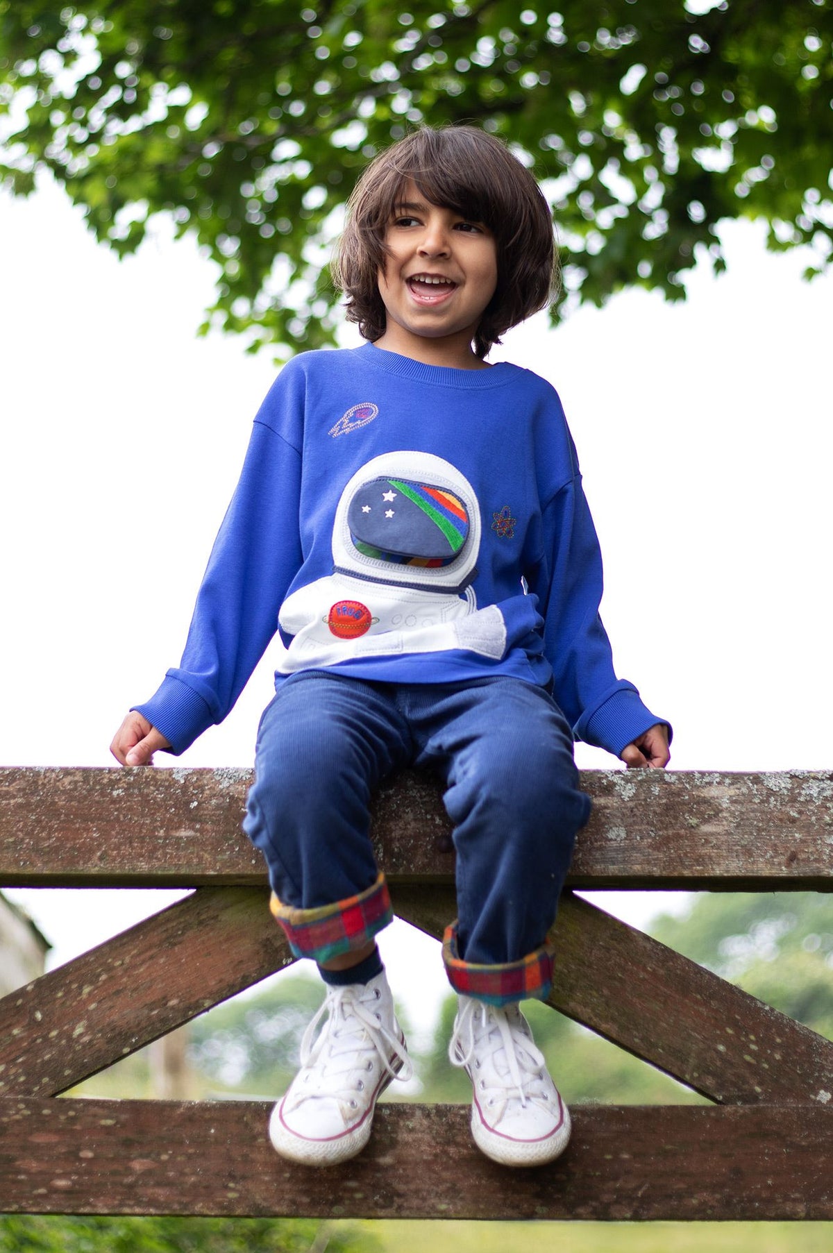 Frugi Owen Interactive Top Blue Astronaut Clothing 2-3YRS / Blue,3-4YRS / Blue,4-5YRS / Blue,5-6YRS / Blue,6-7YRS / Blue