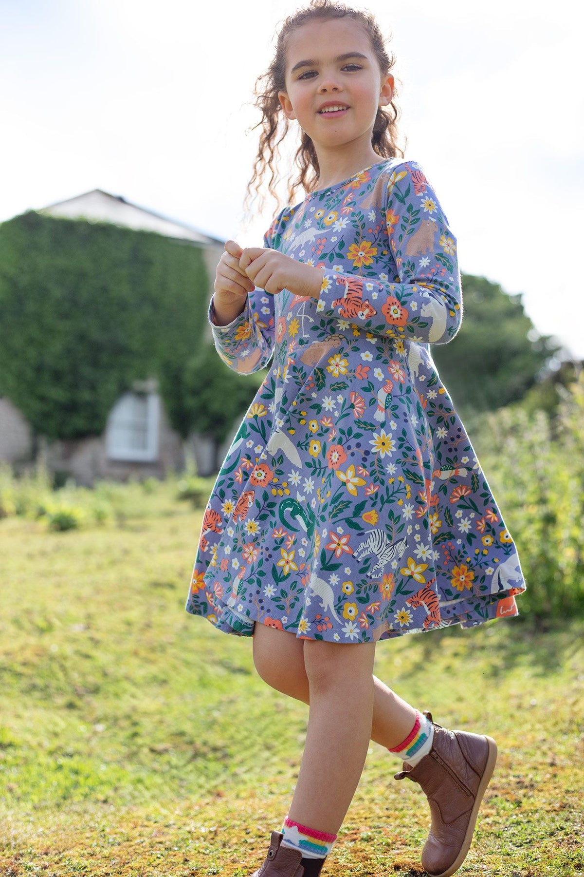 Frugi Sofia Skater Dress Rainforest Friends Clothing 2-3YRS / Multi,3-4YRS / Multi,4-5YRS / Multi,5-6YRS / Multi,6-7YRS / Multi,7-8YRS / Multi,8-9YRS / Multi