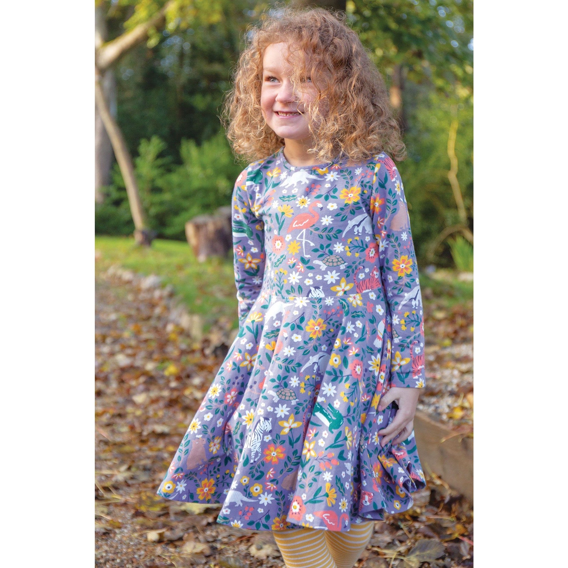 Frugi Sofia Skater Dress Rainforest Friends Clothing 2-3YRS / Multi,3-4YRS / Multi,4-5YRS / Multi,5-6YRS / Multi,6-7YRS / Multi,7-8YRS / Multi,8-9YRS / Multi