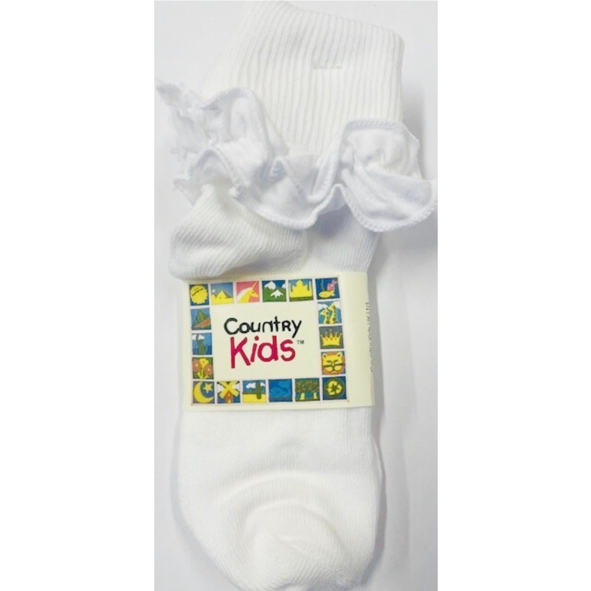 Country Kids Ruffle Frill Socks White