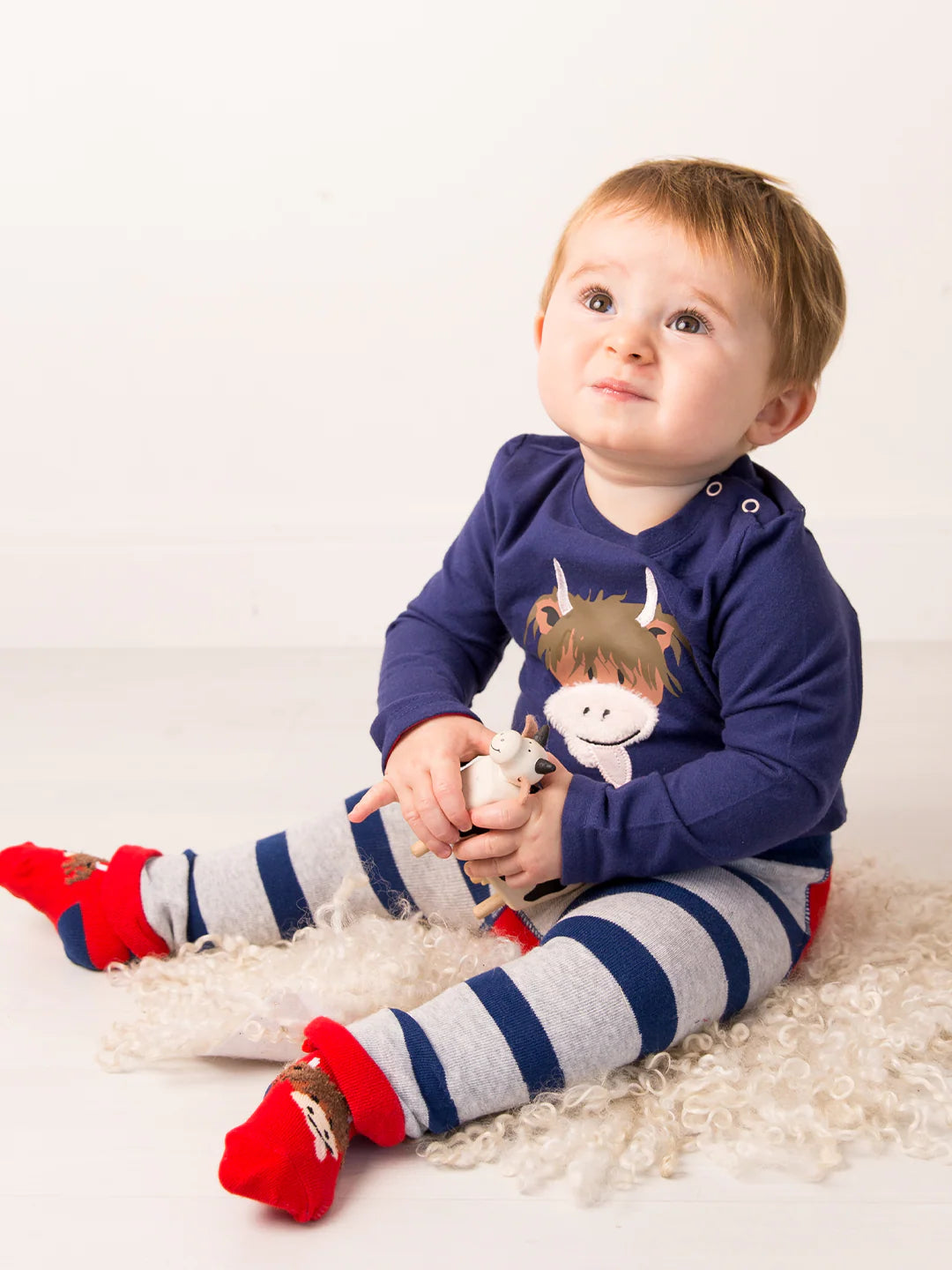 Blade &amp; Rose Highland Cow Infant T-Shirt Aw Clothing 0-6M / Blue,6-12M / Blue,12-24M / Blue