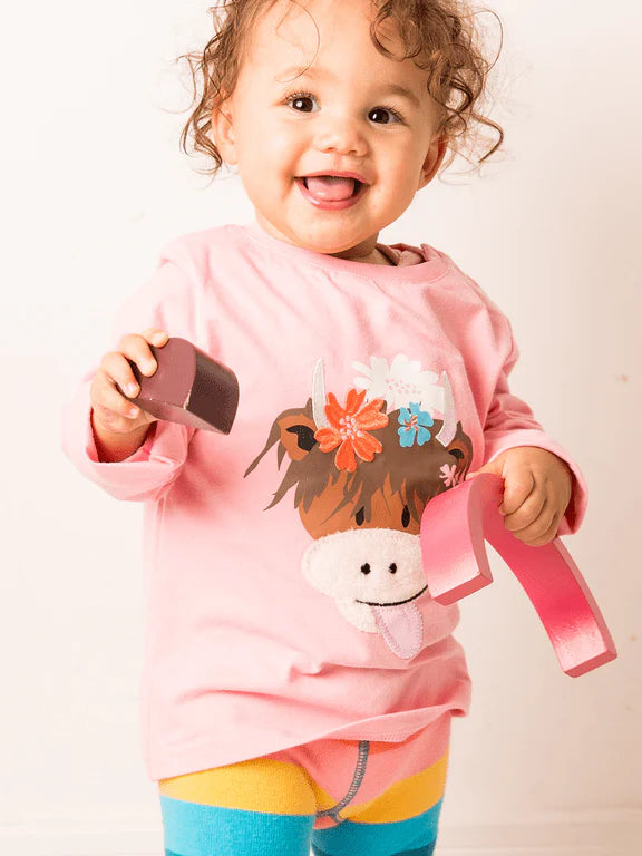 Blade &amp; Rose Bonnie Highland Cow Infant T-Shirt Aw Clothing 0-6M / Pale Pink,6-12M / Pale Pink,12-24M / Pale Pink