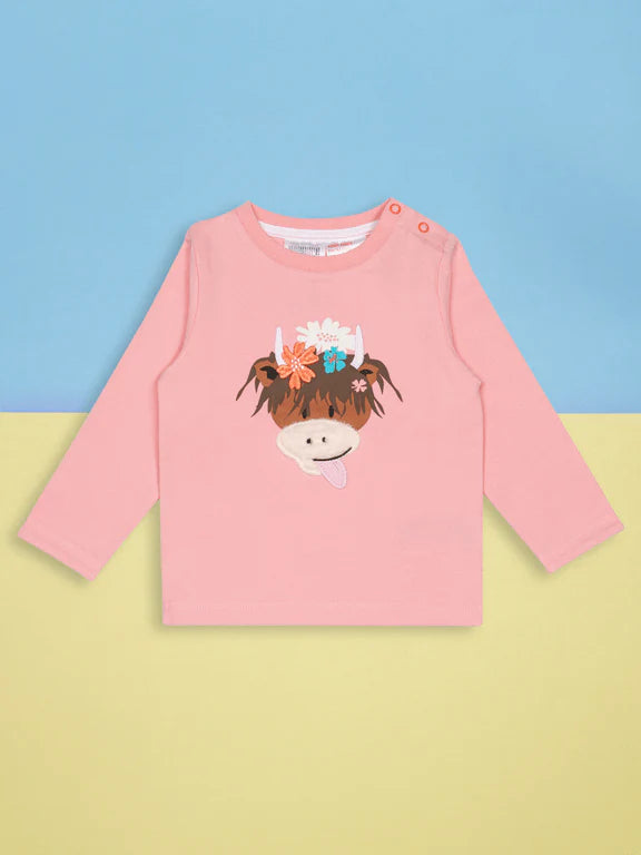 Blade &amp; Rose Bonnie Highland Cow Infant T-Shirt Aw Clothing 0-6M / Pale Pink,6-12M / Pale Pink,12-24M / Pale Pink