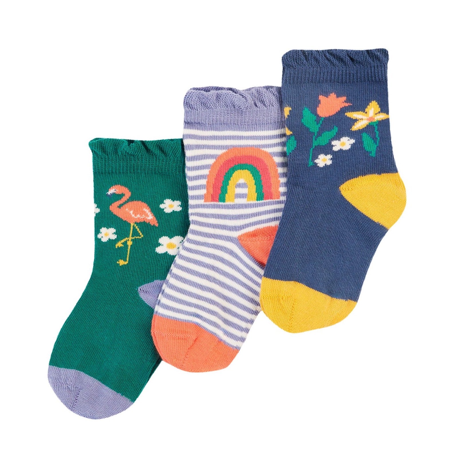 Frugi 3 Pack Infant Sock 500117A4rfpk Rainforest Friends Clothing 0-6M / Multi,6-12M / Multi,1-2YRS / Multi,UK6-8 / Multi