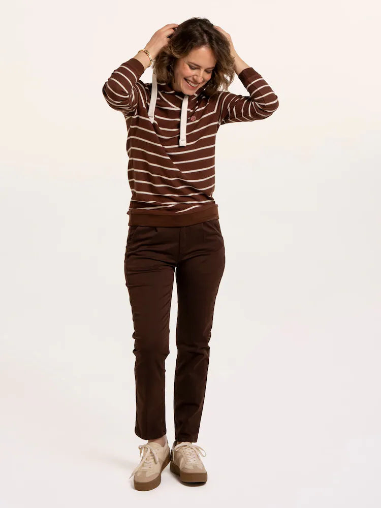 Brakeburn Womens Whitefield Stripe Hooded Sweatshirt