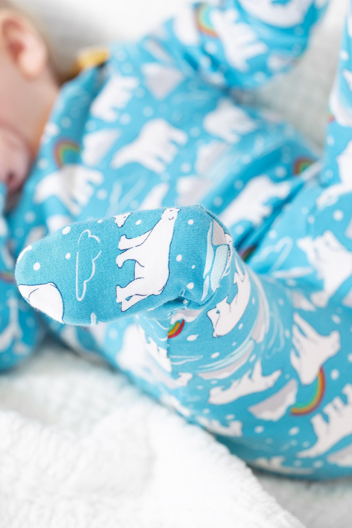 Frugi Easy Printed Babygrow Winter Tales Clothing 0-3M / Blue,3-6M / Blue,6-9M / Blue,9-12M / Blue