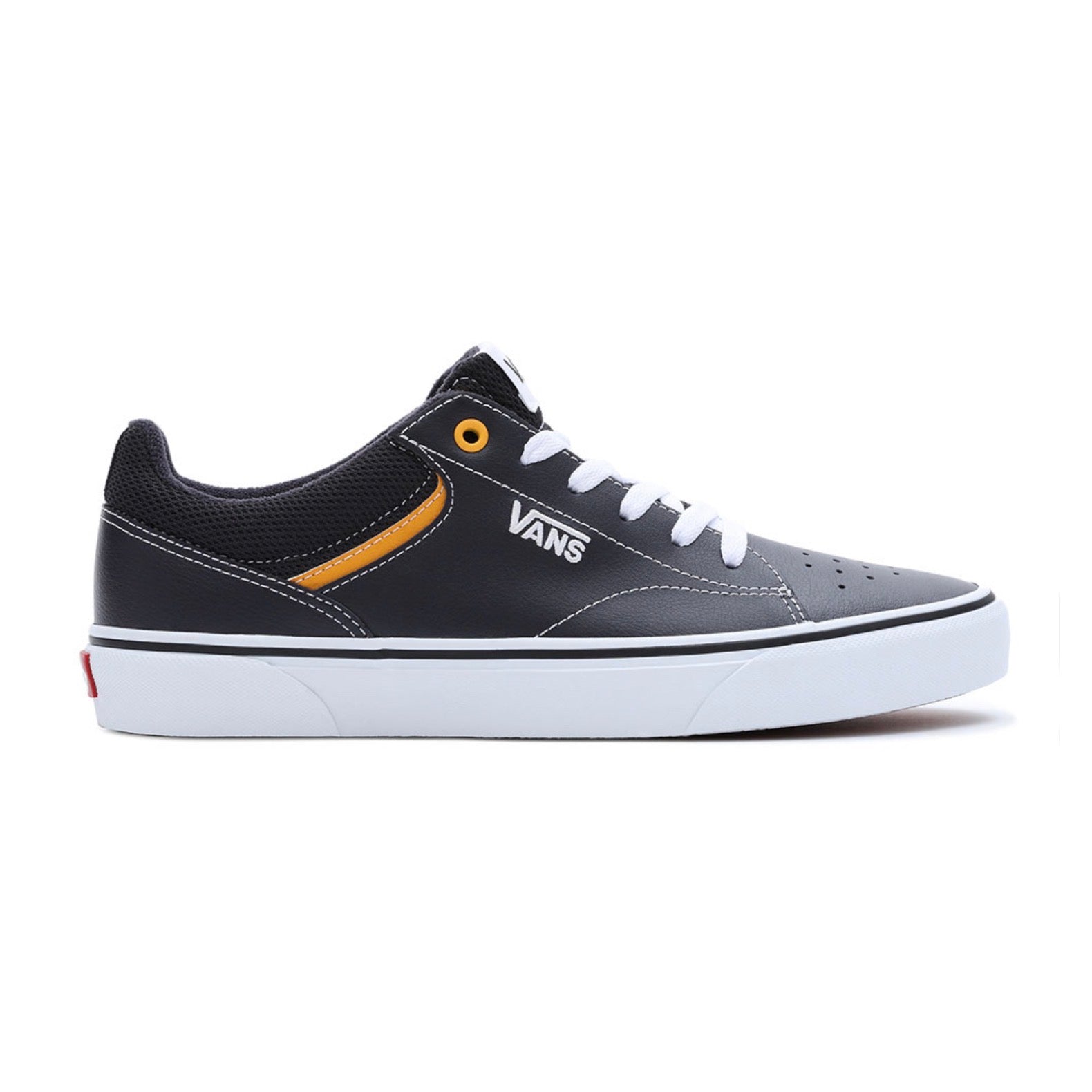 Vans Mens Seldan Leather Charcoal Yellow Footwear UK6 EU39 / Charcoal,UK8 EU42 / Charcoal,UK9 EU43 / Charcoal,UK11 EU46 / Charcoal