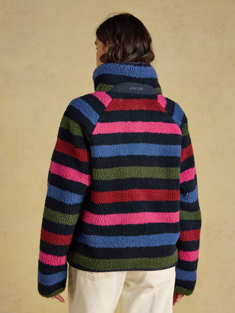 Joules Womens Eva Navy Stripe Borg Fleece Clothing UK8 / Multi,UK10 / Multi,UK12 / Multi,UK14 / Multi,UK16 / Multi