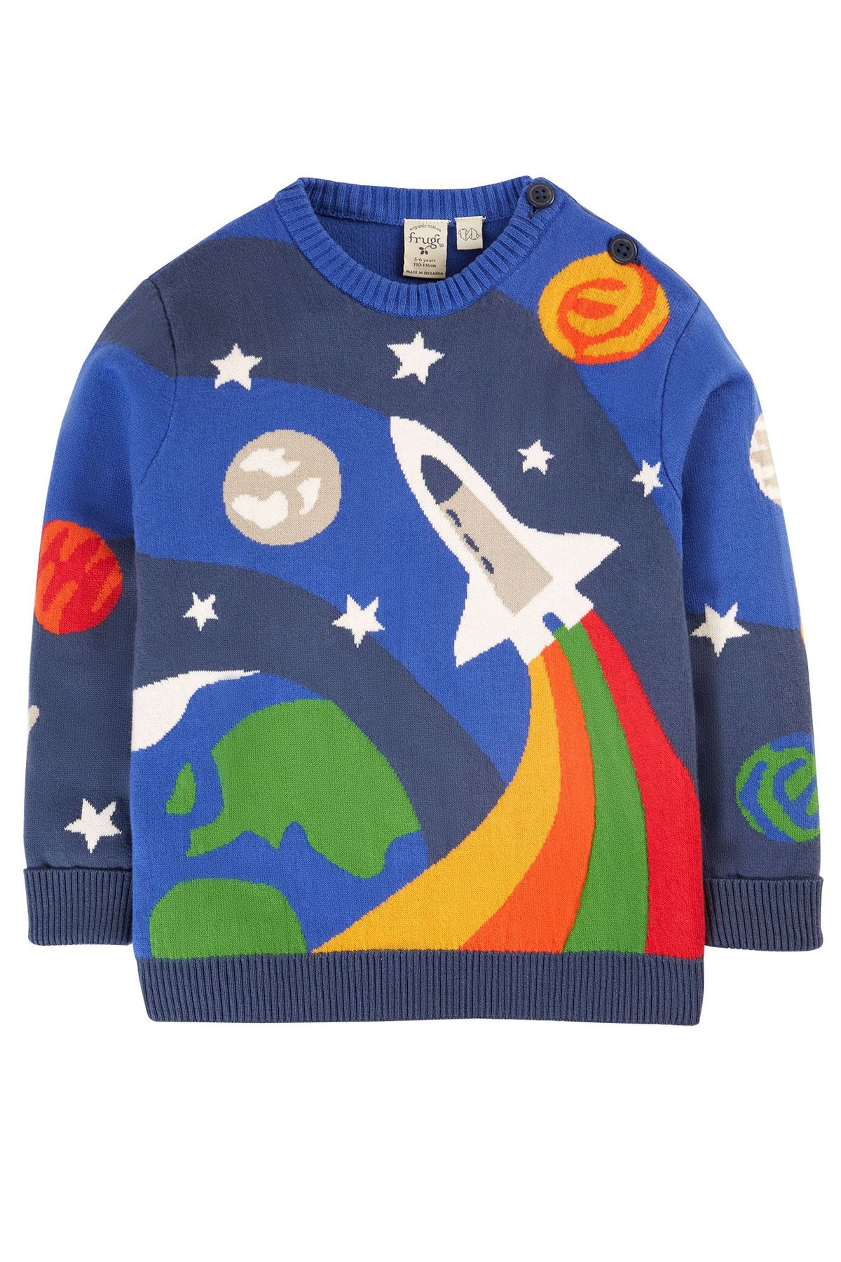 Frugi Elwood Sweater 500127A4btrk Blue Rocket Clothing 3-4YRS / Blue,4-5YRS / Blue,5-6YRS / Blue,6-7YRS / Blue