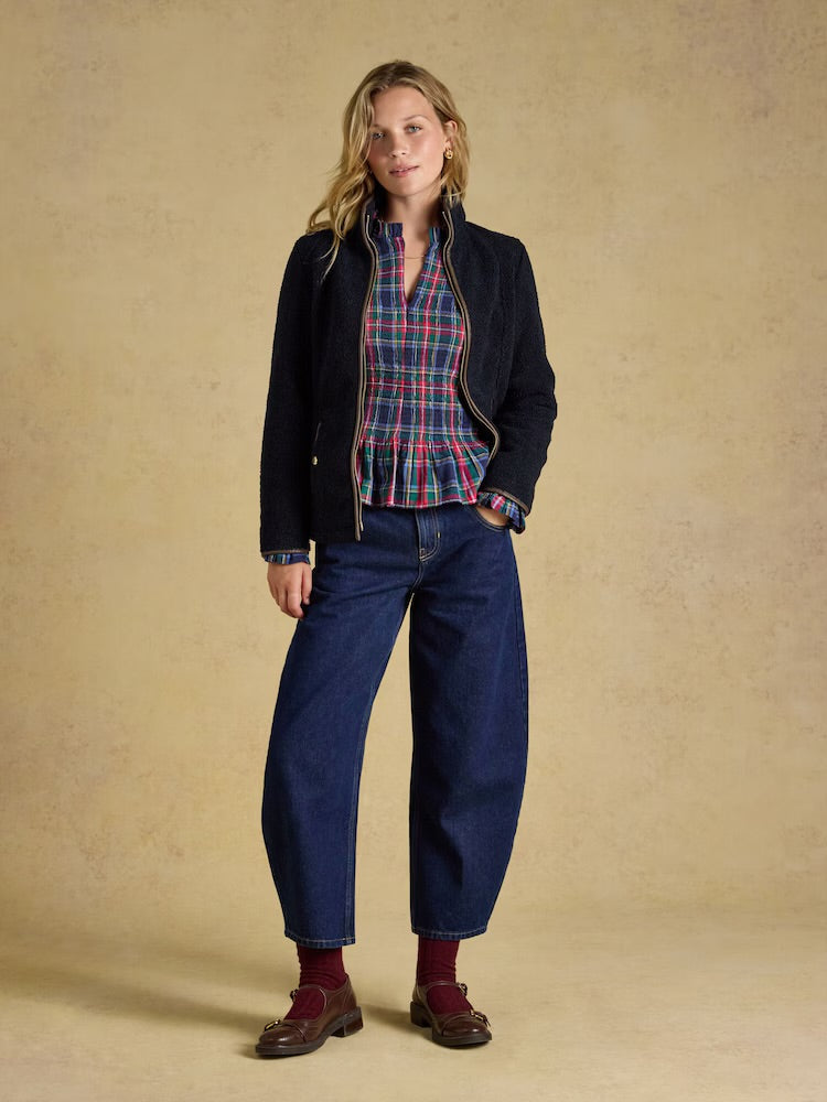 Joules Womens Heritage Borg Zip Fleece Navy
