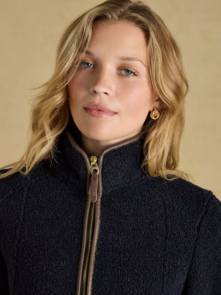 Joules Womens Heritage Borg Zip Fleece Navy