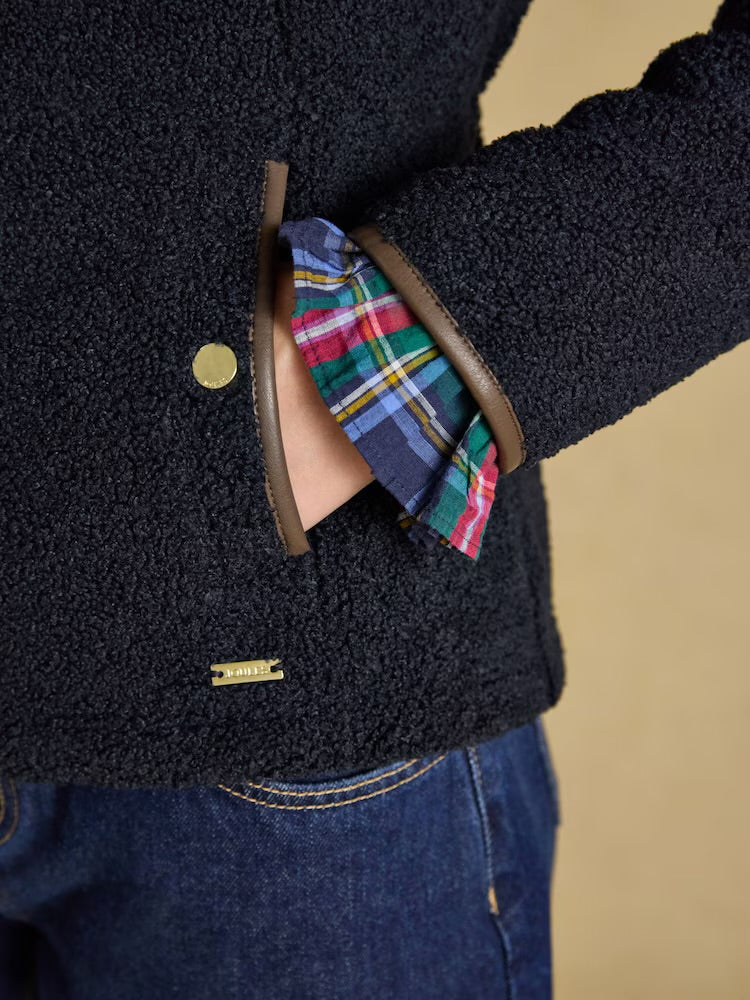 Joules Womens Heritage Borg Zip Fleece Navy