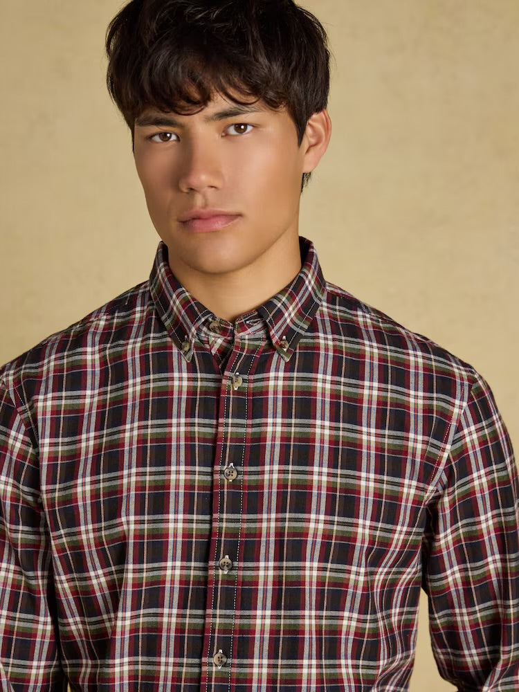 Joules Mens Brushed Flannel Shirt G48-270 Burgundy Check