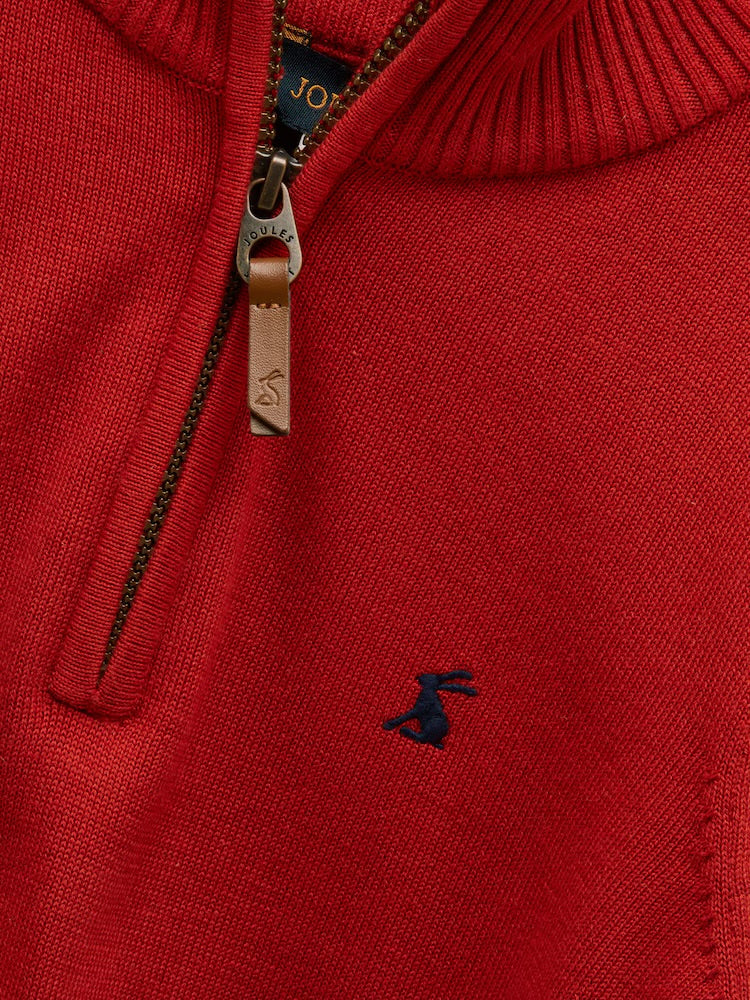 Joules Boys Hillside Quarter Zip Sweater Rust